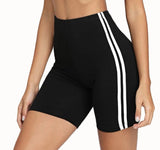 High-Waisted Striped Biker Shorts